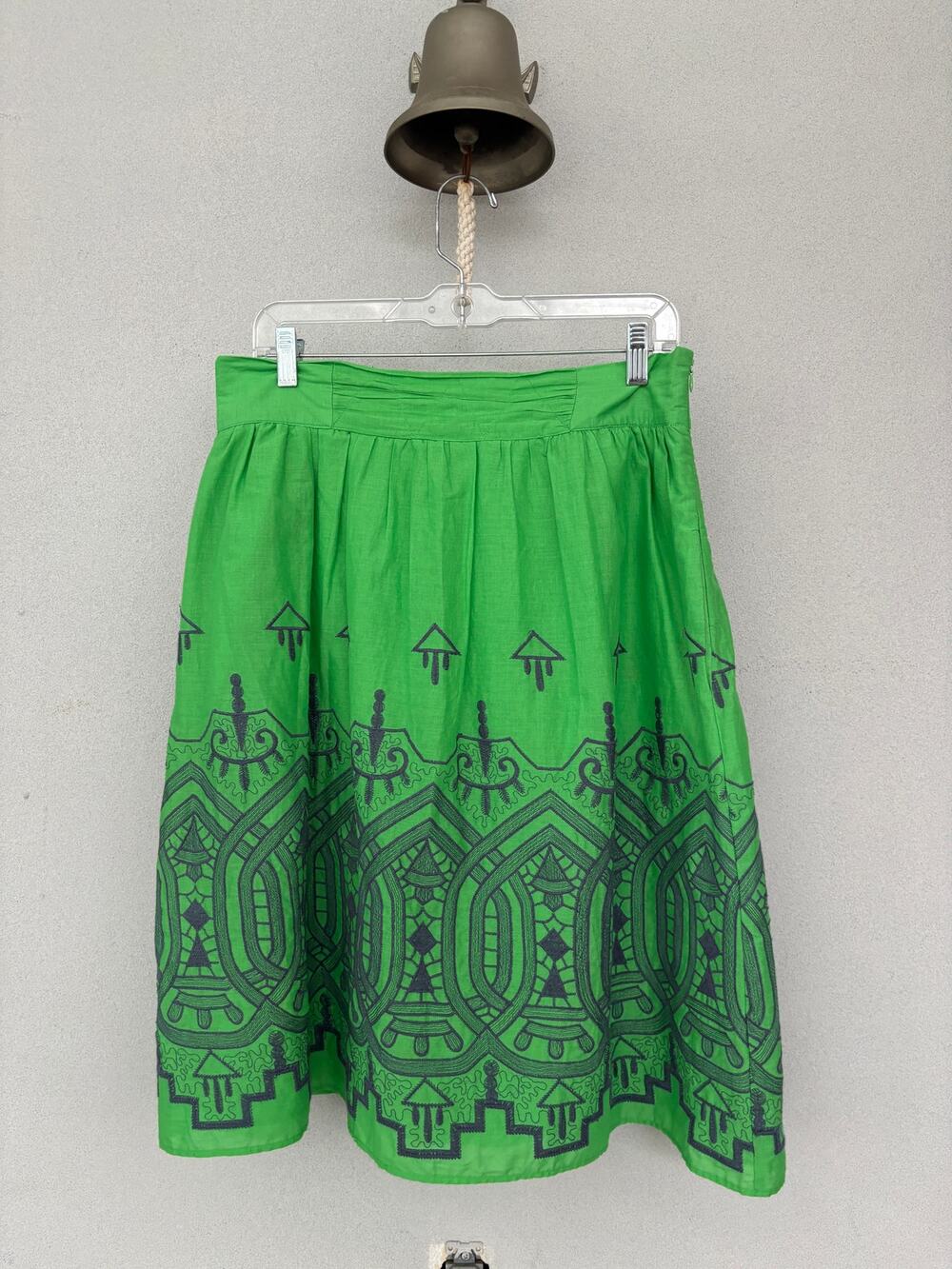 Downeast Womens Green Cotton A Line Side Zipper Casual Knee Length Skirt Size L